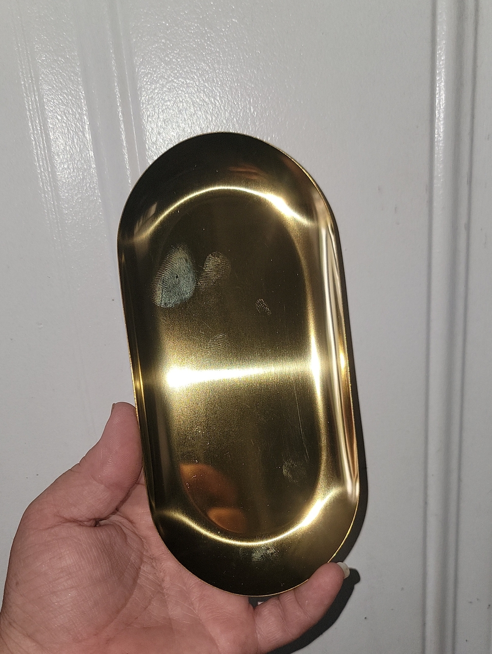 Gold Metal Decorative Tray - Sleek Oval Accent